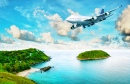 Самолет над тропическим островом