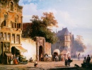 Вид на город с рыночной лавкой