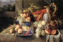 Натюрморт с фруктами, омаром и хлебом