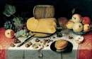 Натюрморт с фруктами, орехами и сыром
