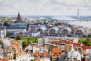 Вид на Ригу с церкви Святого Петра, Латвия