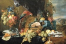 Богато накрытый стол с Попугаями