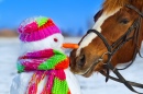 Лошадь и снеговик