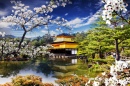 Золотой павильон в японском саду