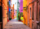 Разноцветная улица в Бурано, Италия
