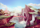 Фантастический пейзаж с водопадами