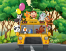 Животные едут на зоо-автобусе