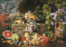 Натюрморт с фруктами и цветами