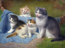 Мама-кошка с ее тремя котятами