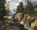 Горный пейзаж с водопадом