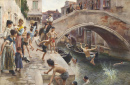 Дети прыгающие в венецианский канал