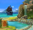 Пиратский остров с водопадом