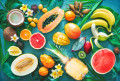 Ассортимент тропических фруктов