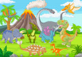 Забавные динозавры в джунглях