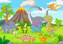 Забавные динозавры в джунглях