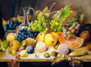 Натюрморт с персиками и виноградом