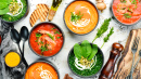Супы из шпината, помидоров и моркови