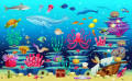 Коралловый риф с рыбами и морскими животными