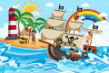 Остров и пиратский корабль
