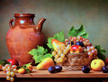 Натюрморт с яблоками, виноградом, грушами и сливами