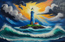 Маяк и буря в океане