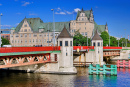 Szczecin, West Pomerania Province / Poland - July 18, 2019. Long Bridge (former Hanza Bridge) Over the Odra River, the Custom Of